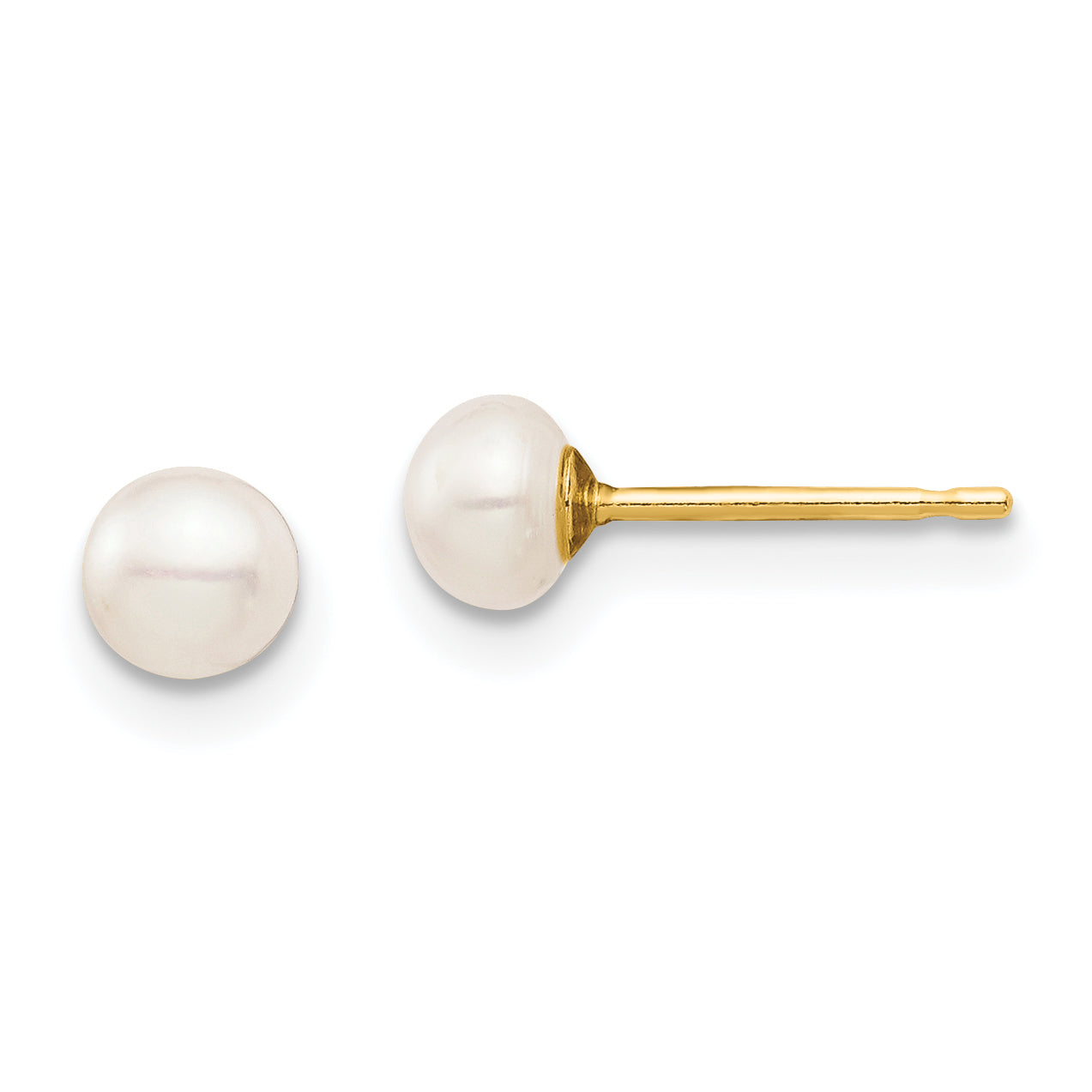 14k Madi K 4-5mm White Button Freshwater Cultured Pearl Stud Post Earrings Main image