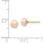 14k Madi K 5-6mm Pink Button Freshwater Cultured Pearl Stud Post Earrings