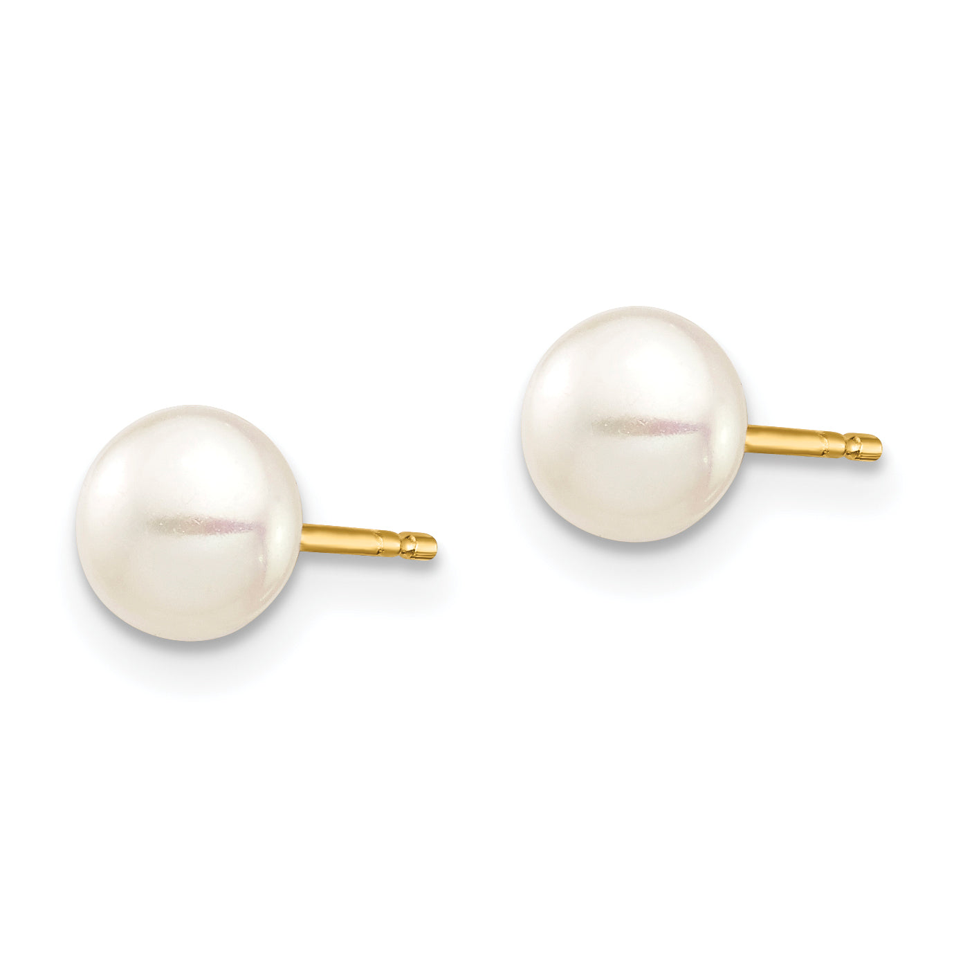 14k Madi K 5-6mm White Button Freshwater Cultured Pearl Stud Post Earrings Secondary image