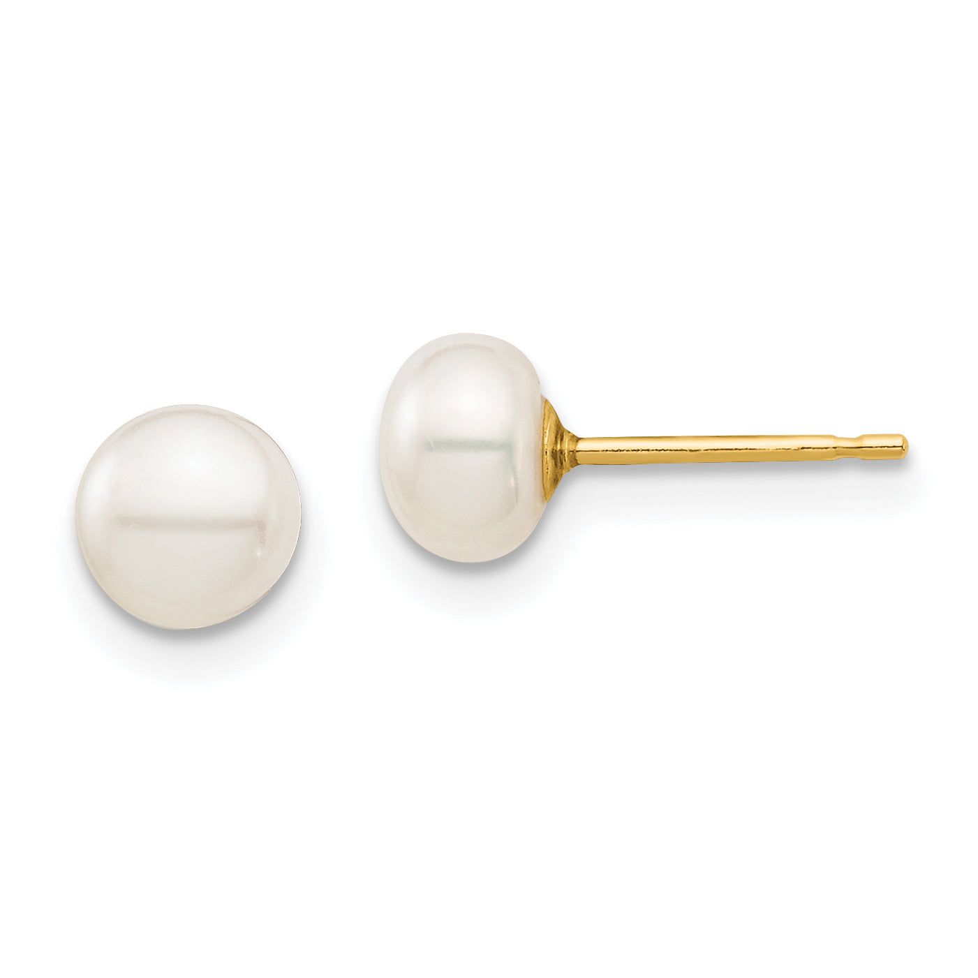 14k Madi K 5-6mm White Button Freshwater Cultured Pearl Stud Post Earrings Main image