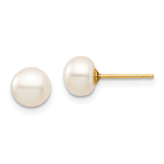 14k Madi K 6-7mm White Button Freshwater Cultured Pearl Stud Post Earrings
