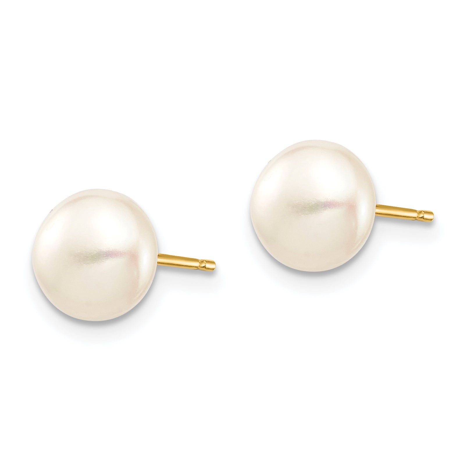 14k Madi K 7-8mm White Button Freshwater Cultured Pearl Stud Post Earrings