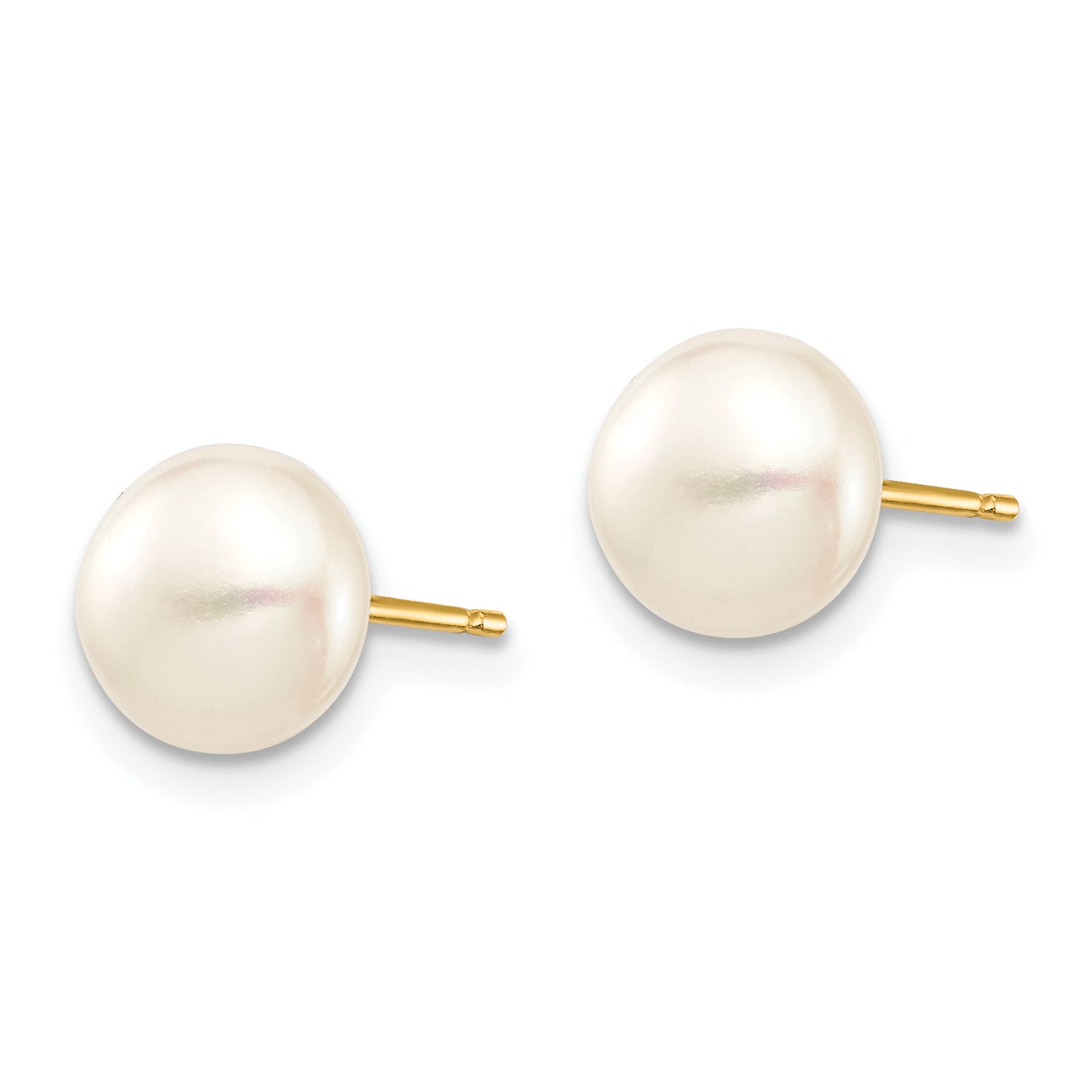 14k Madi K 7-8mm White Button Freshwater Cultured Pearl Stud Post Earrings Secondary image