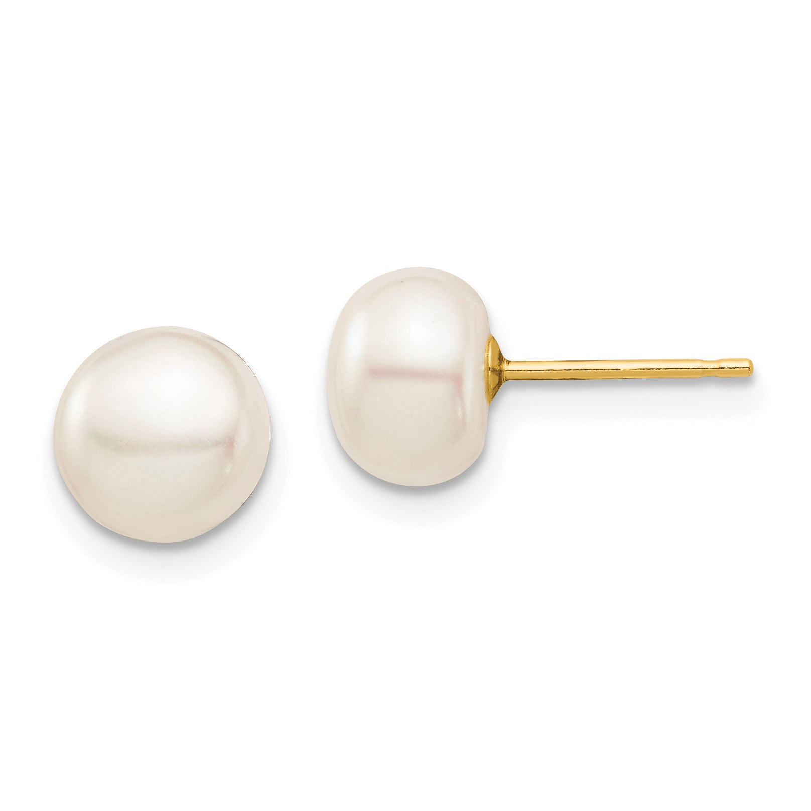 14k Madi K 7-8mm White Button Freshwater Cultured Pearl Stud Post Earrings Main image