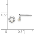 14k White Gold Madi K Button Freshwater Cultured Pearl Circle Post Earrings