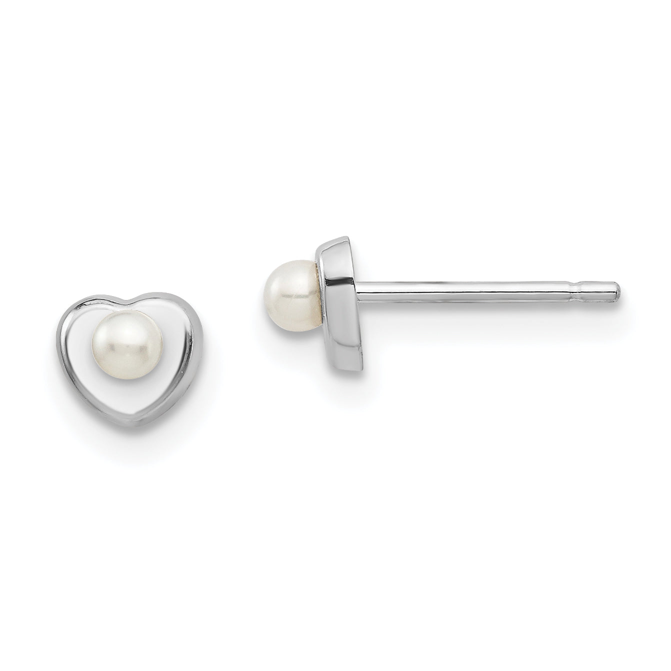 14kw Madi K White Button Freshwater Cultured Pearl Heart Post Earrings Main image