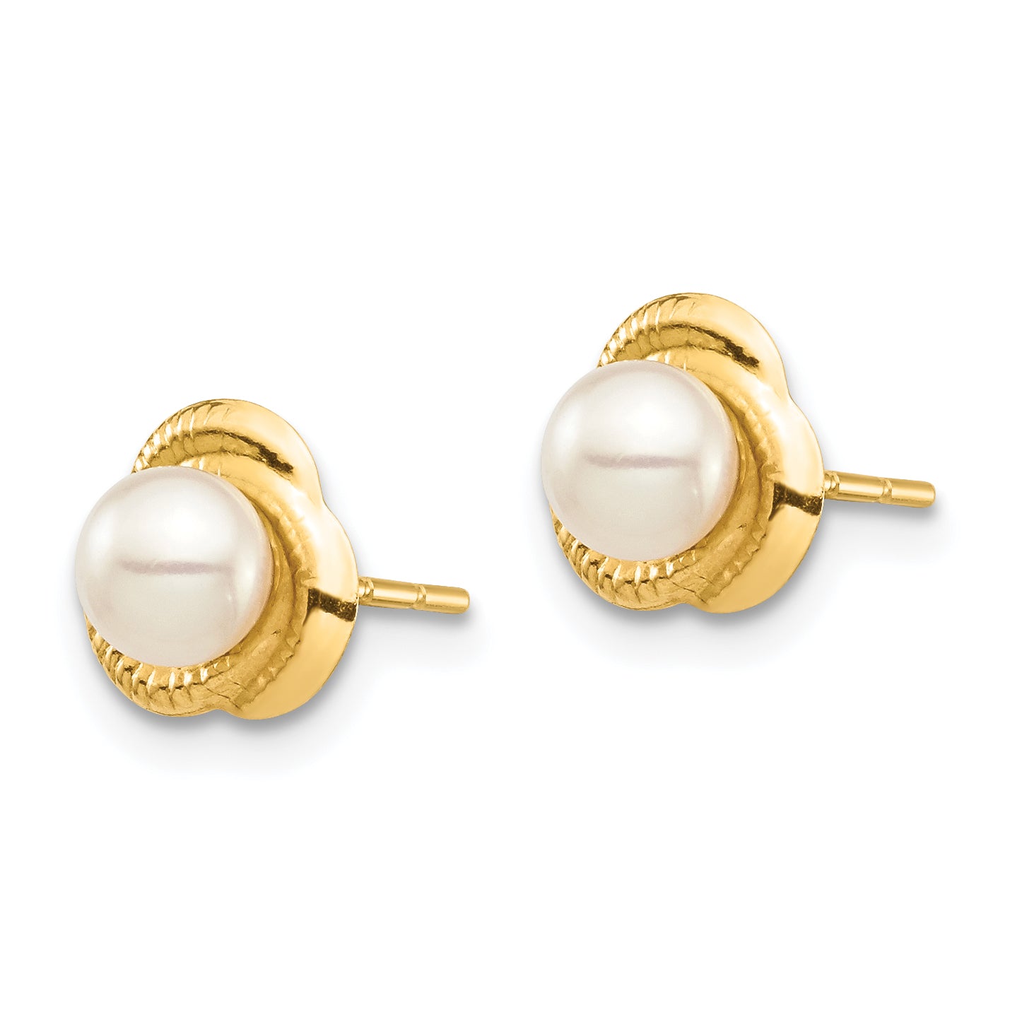 14K Madi K 4-5mm White Button Freshwater Cultured Pearl Post Earrings Secondary image