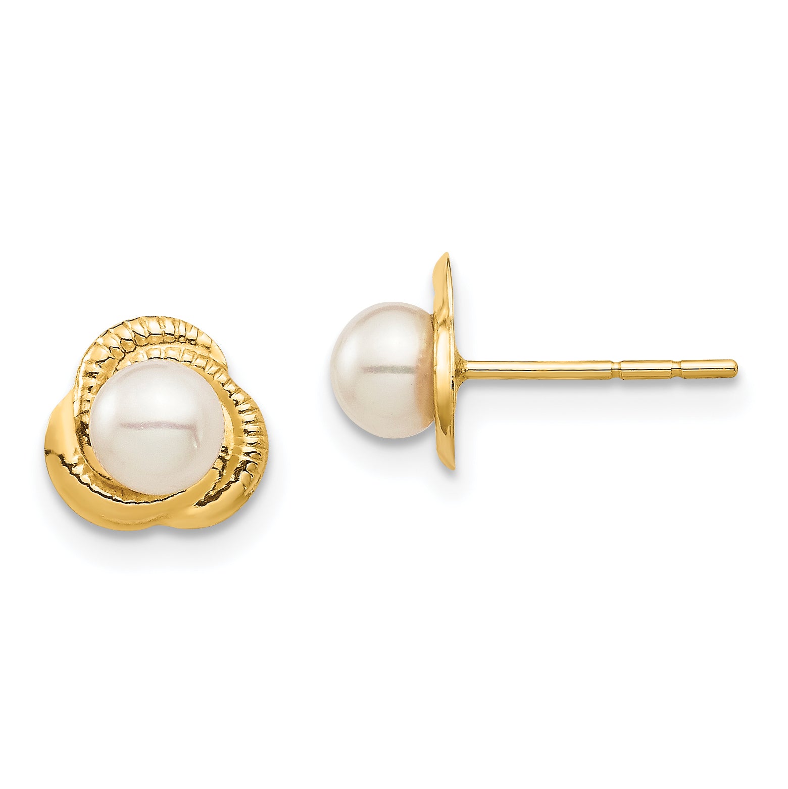 14K Madi K 4-5mm White Button Freshwater Cultured Pearl Post Earrings Main image