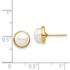 14k Madi K 7-8mm White Button Freshwater Cultured Pearl Post Earrings