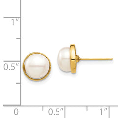 14k Madi K 7-8mm White Button Freshwater Cultured Pearl Post Earrings