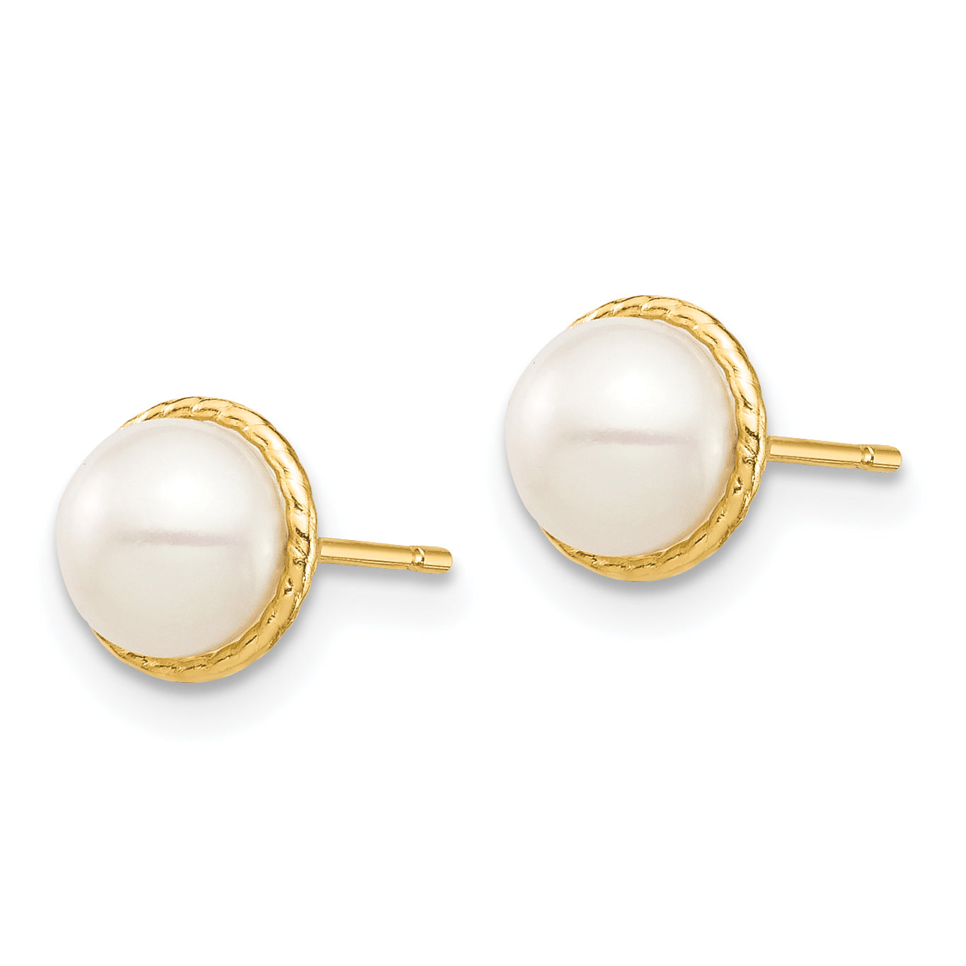 14K Madi K 5-6mm White Button Freshwater Cultured Pearl Post Earrings Secondary image