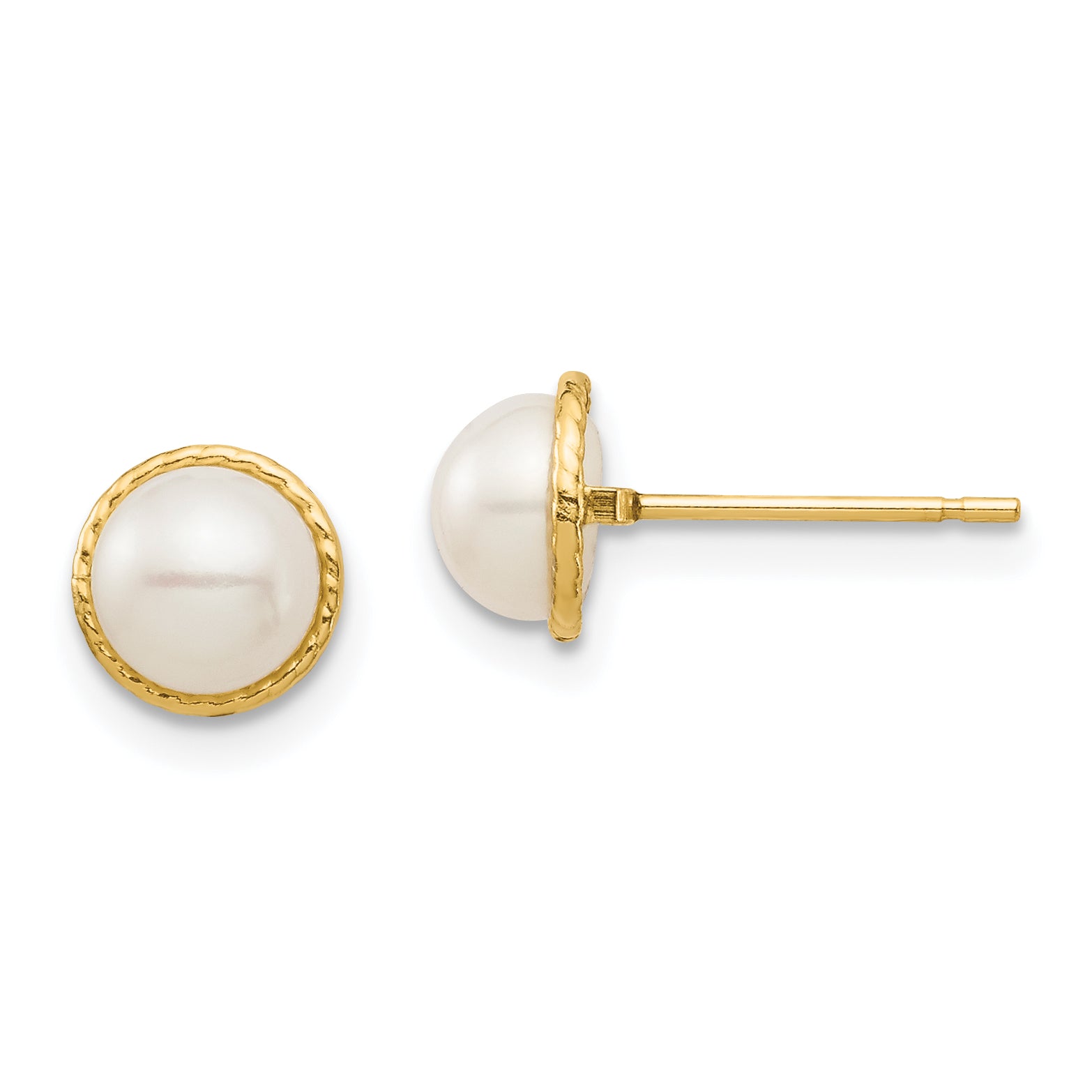 14K Madi K 5-6mm White Button Freshwater Cultured Pearl Post Earrings Main image