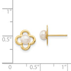 14K Madi K 4-5mm White Button Freshwater Cultured Pearl Post Earrings