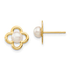 14K Madi K 4-5mm White Button Freshwater Cultured Pearl Post Earrings