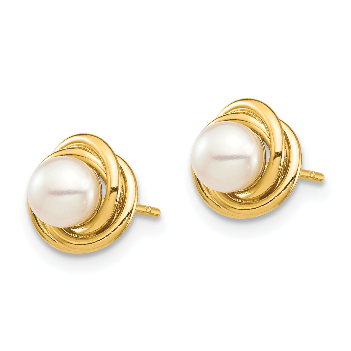14K Madi K 4-5mm White Button Freshwater Cultured Pearl Post Earrings Secondary image