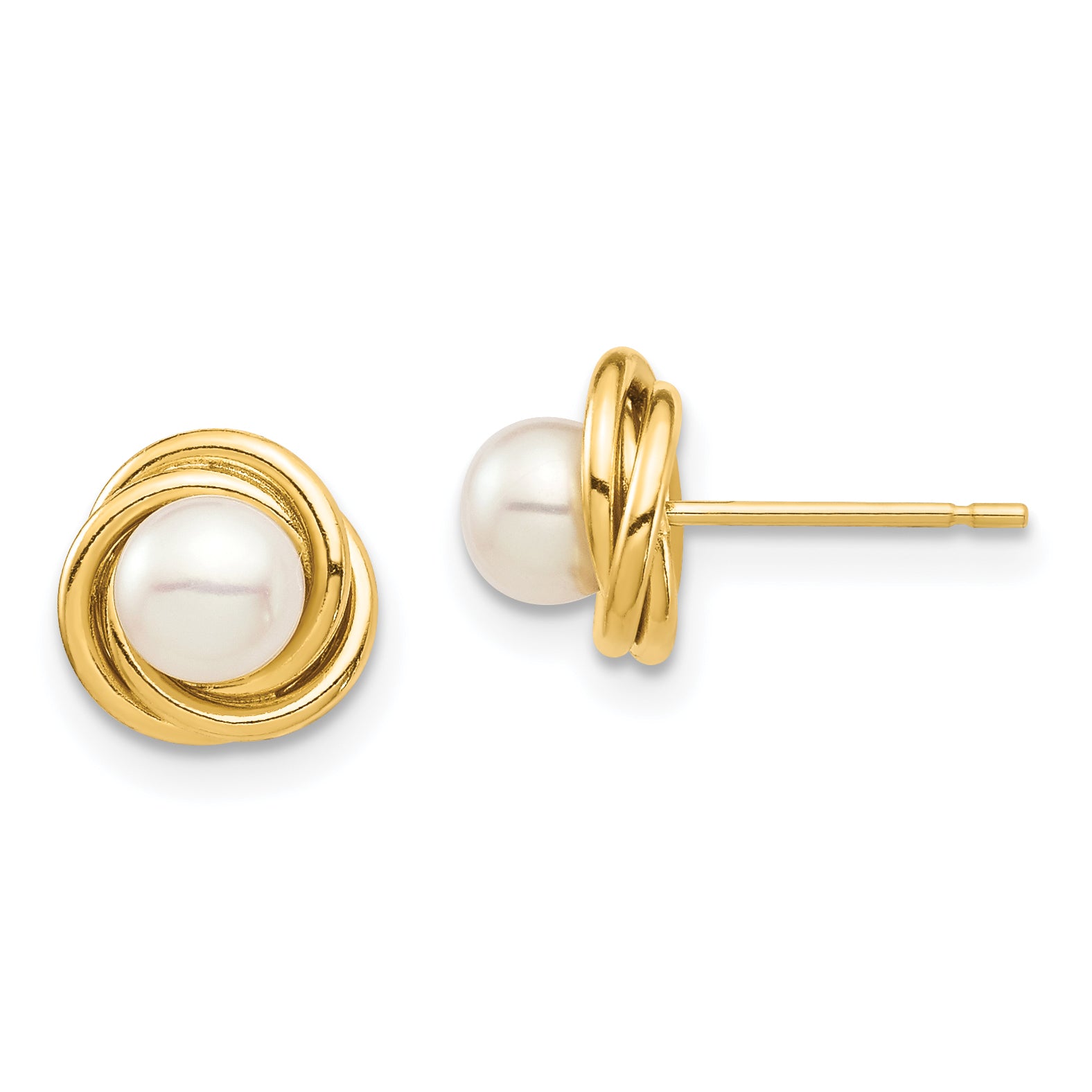14K Madi K 4-5mm White Button Freshwater Cultured Pearl Post Earrings Main image