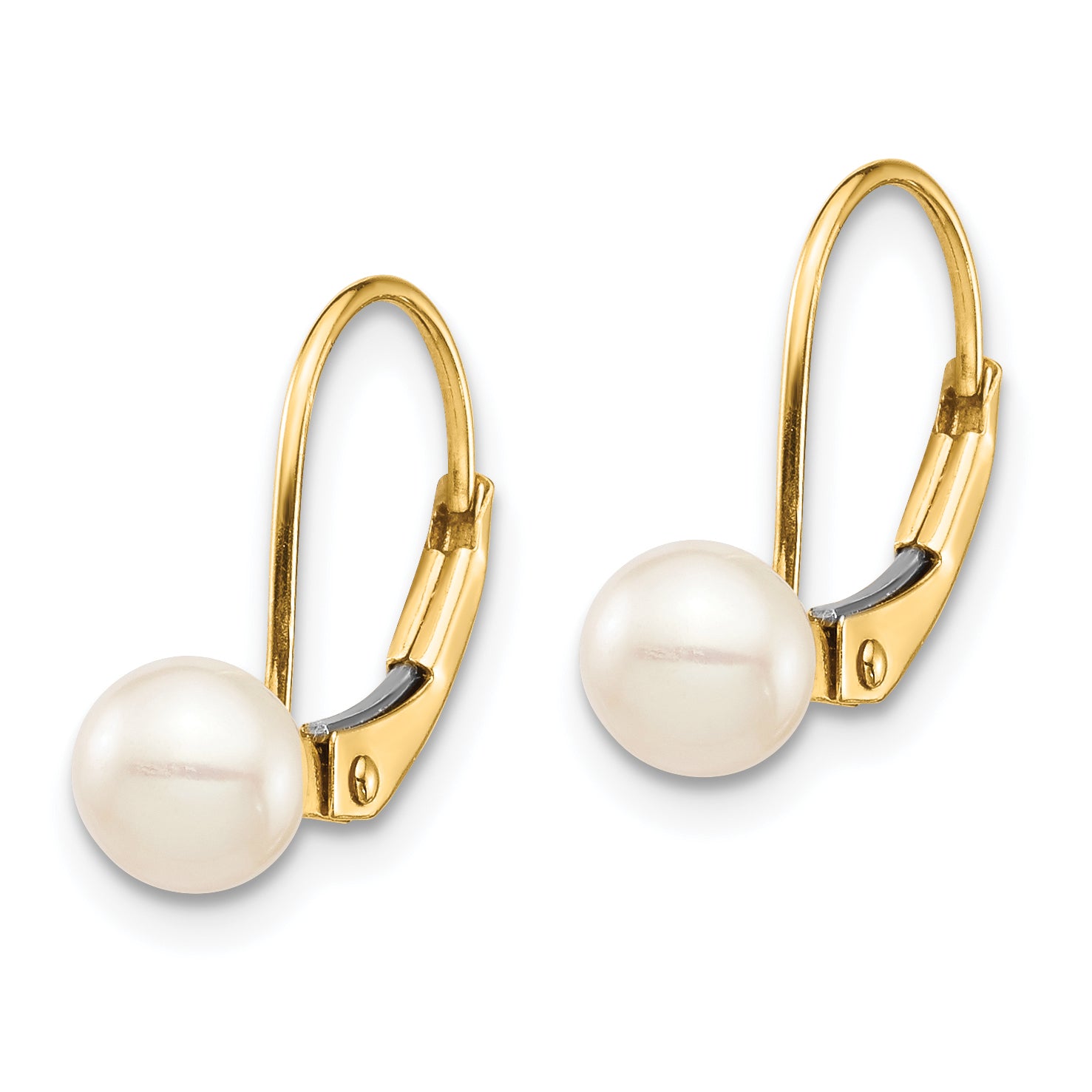 14K Madi K 5-6mm White Round FW Cultured Pearl Leverback Earrings Secondary image