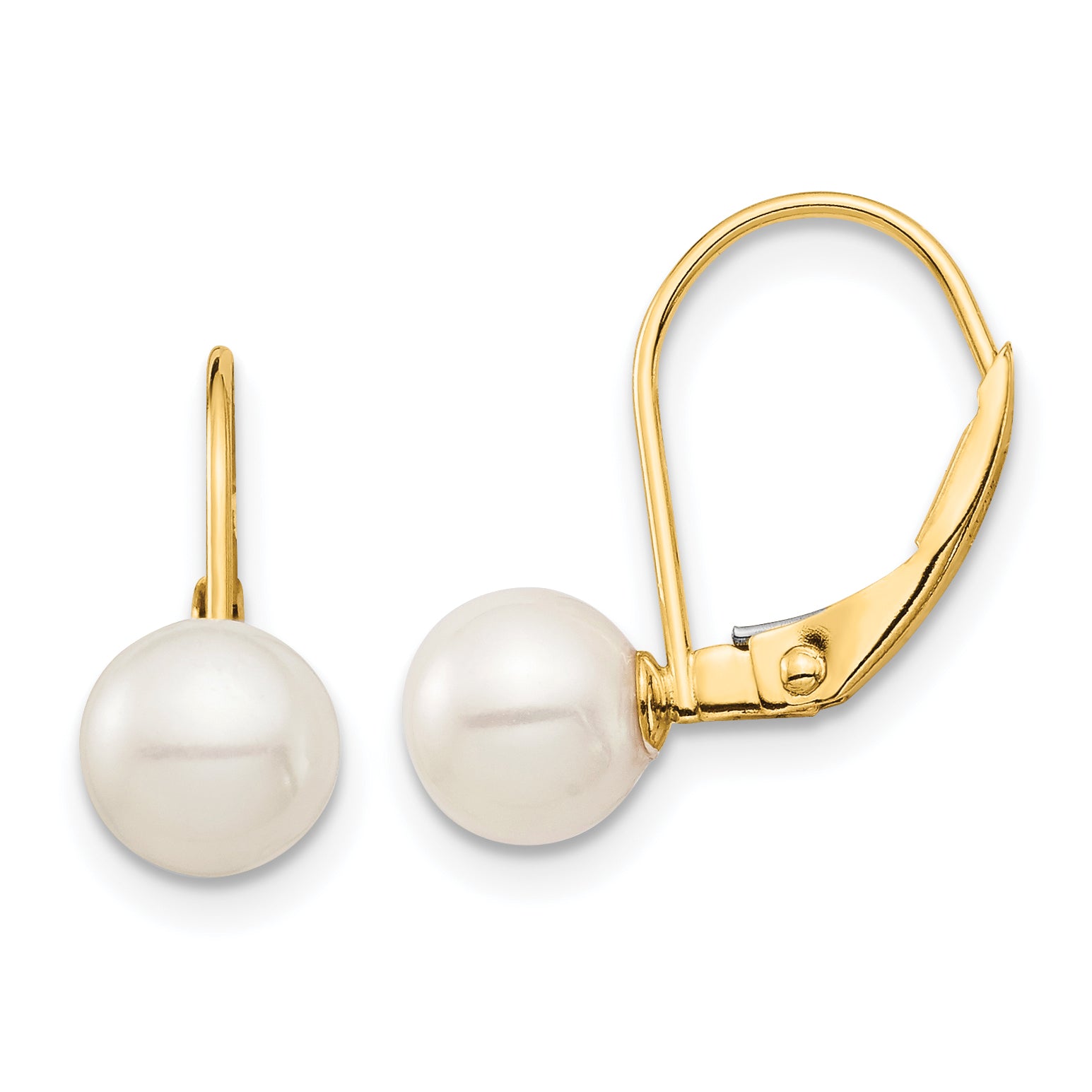 14K Madi K 6-7mm White Round FW Cultured Pearl Leverback Earrings Main image