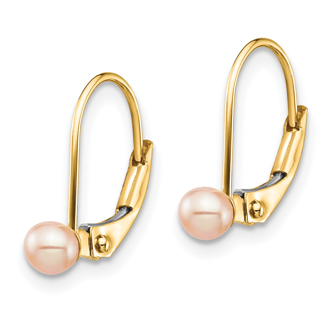 14K Madi K 3-4mm Pink Round FW Cultured Pearl Leverback Earrings Secondary image