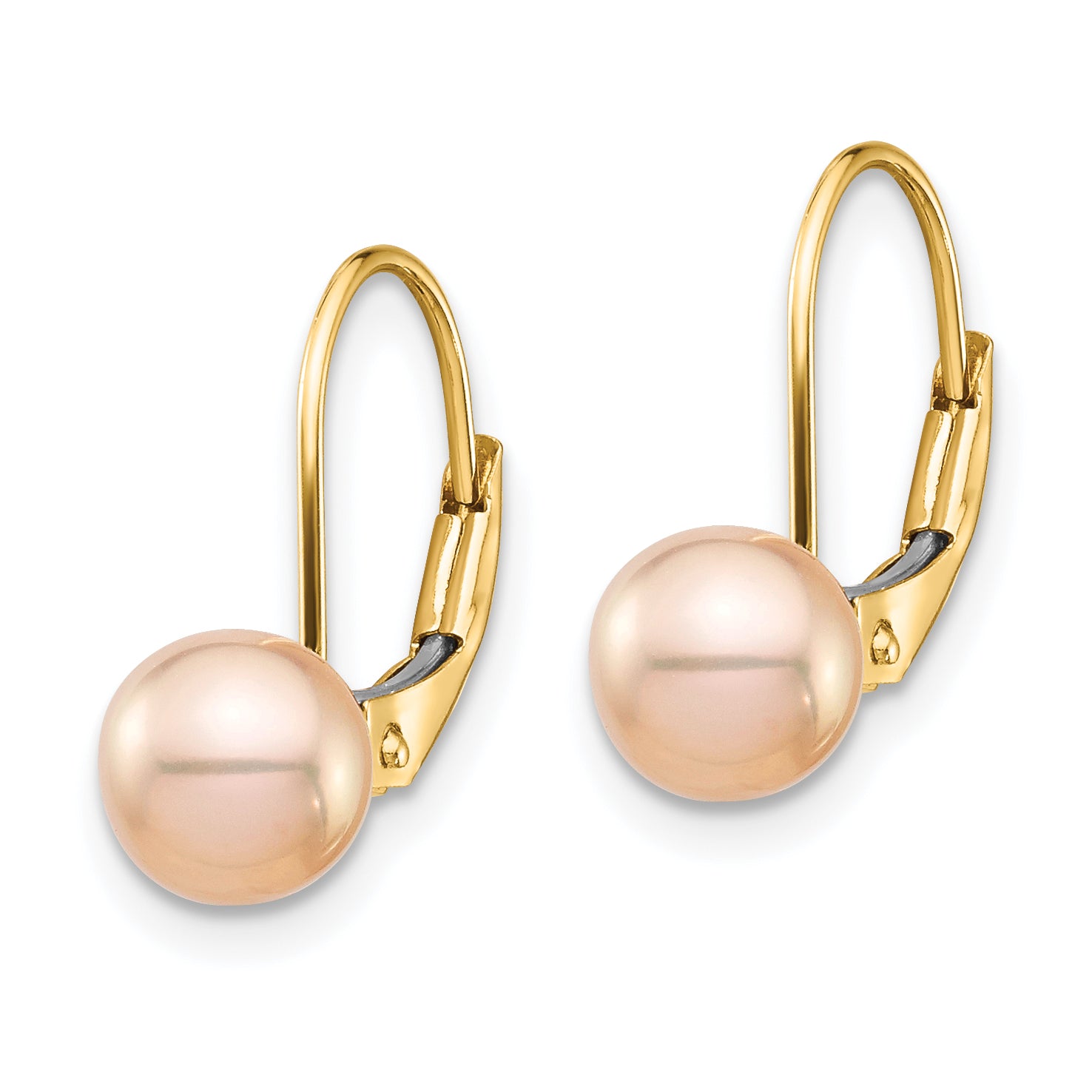 14K Madi K 6-7mm Pink Round FW Cultured Pearl Leverback Earrings Secondary image