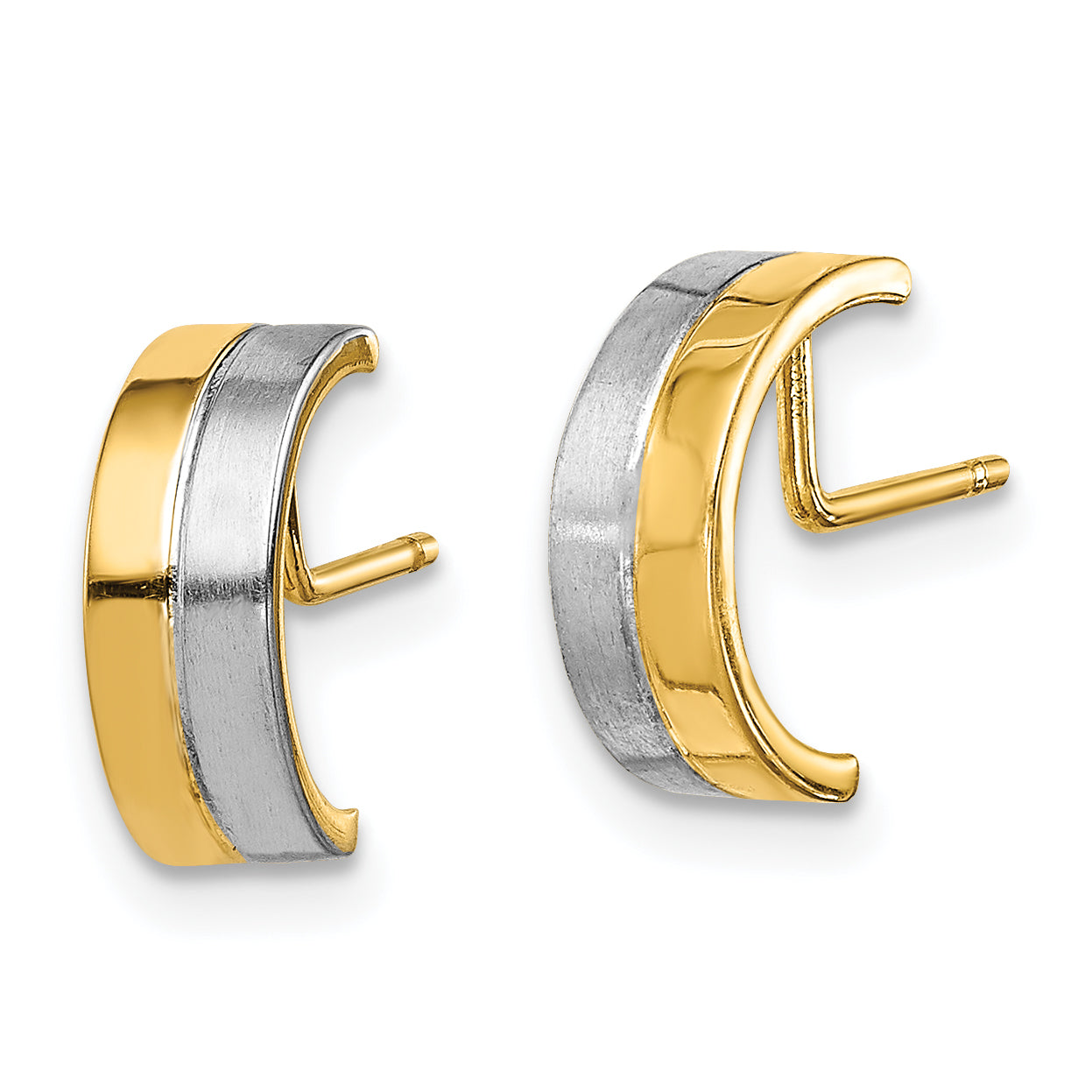 14k w/Rhodium Madi K Half Circle Post Earrings Secondary image