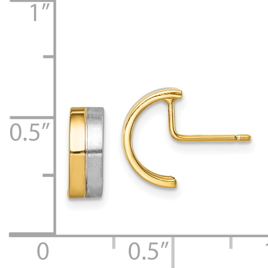 14k w/Rhodium Madi K Half Circle Post Earrings