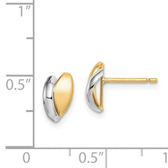 14k w/Rhodium Madi K Satin Leaf Post Earrings