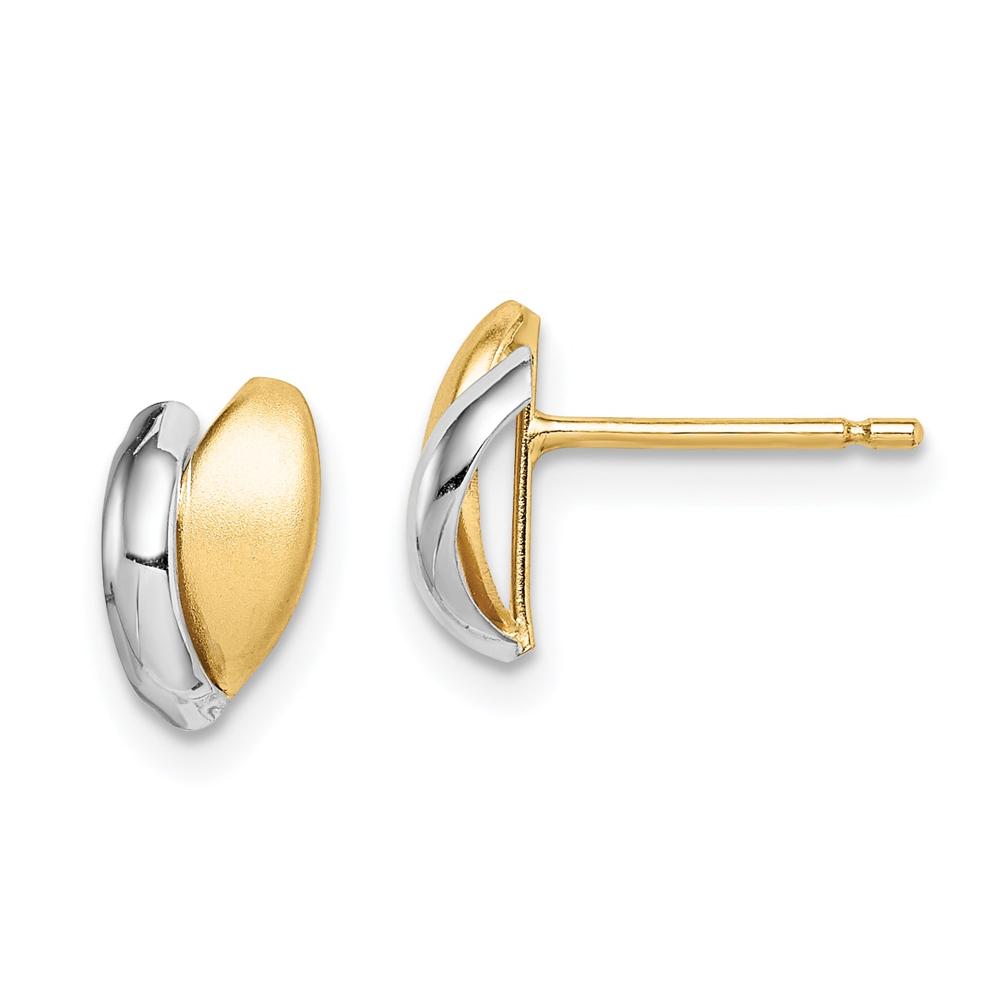 14k w/Rhodium Madi K Satin Leaf Post Earrings Main image