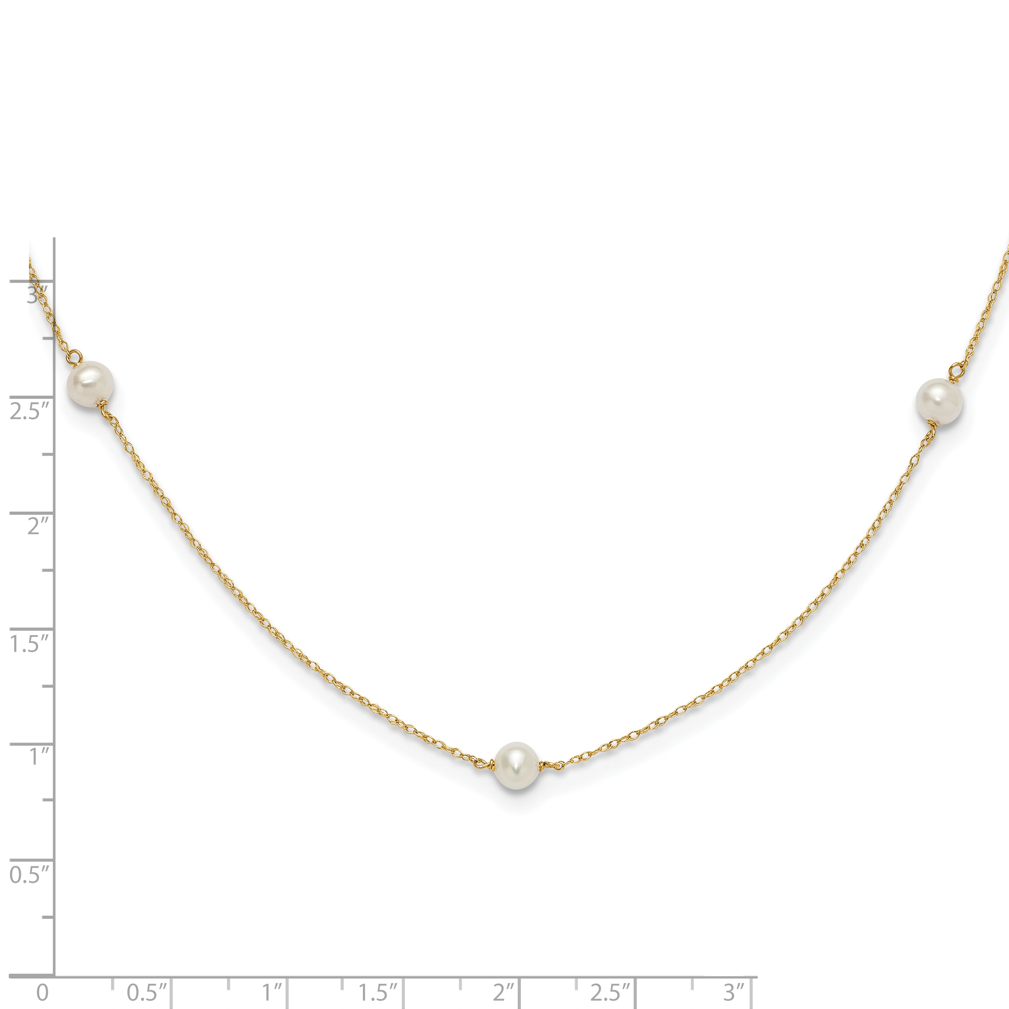 14K Madi K 4-5mm White Round FW Cultured Pearl 5-station Necklace