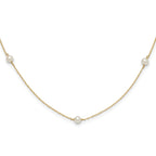 14K Madi K 4-5mm White Round FW Cultured Pearl 5-station Necklace