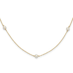 14K Madi K 4-5mm White Round FW Cultured Pearl 5-station Necklace