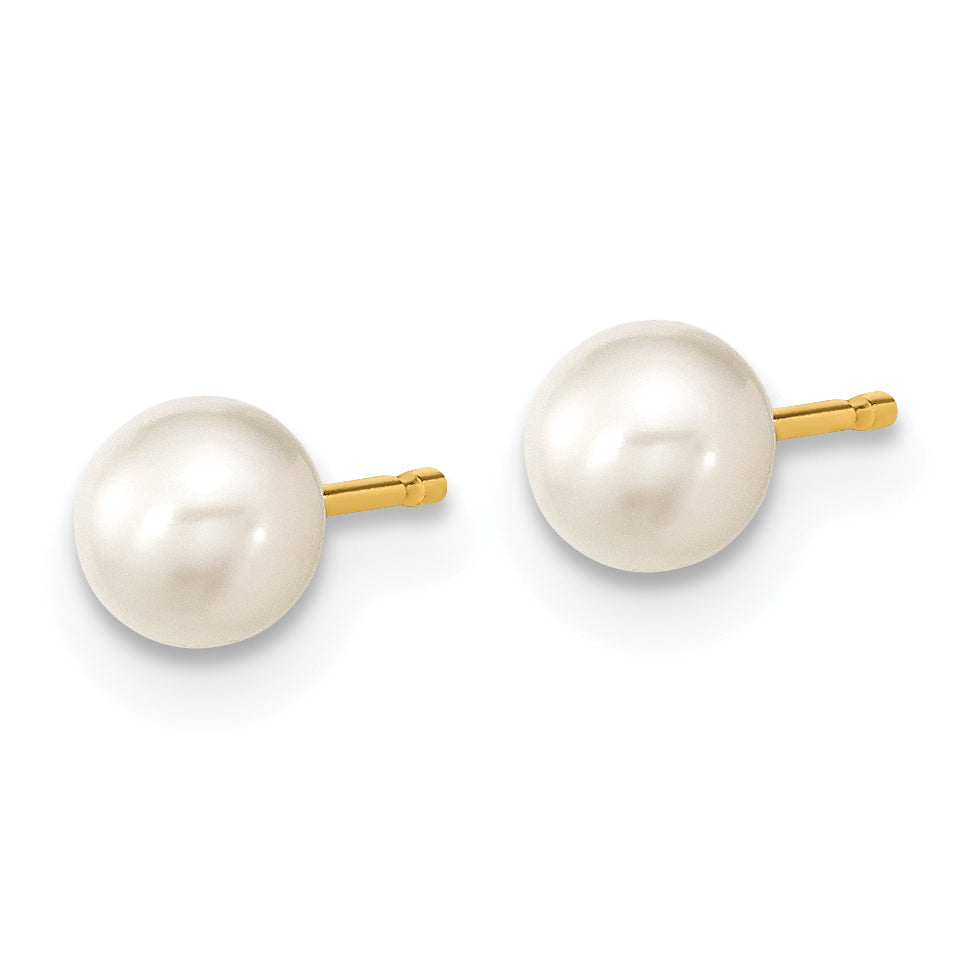 14K Two-tone Madi K 4-5mm Round White FWC Pearl Set of 3 Earrings