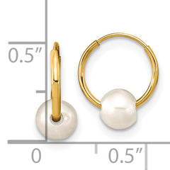 14K Madi K 5-6mm Round White FWC Pearl Hoop Earrings