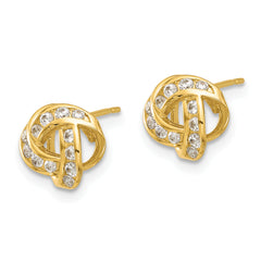 14k Madi K Polished CZ Love Knot Post Earrings