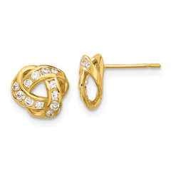 14k Madi K Polished CZ Love Knot Post Earrings