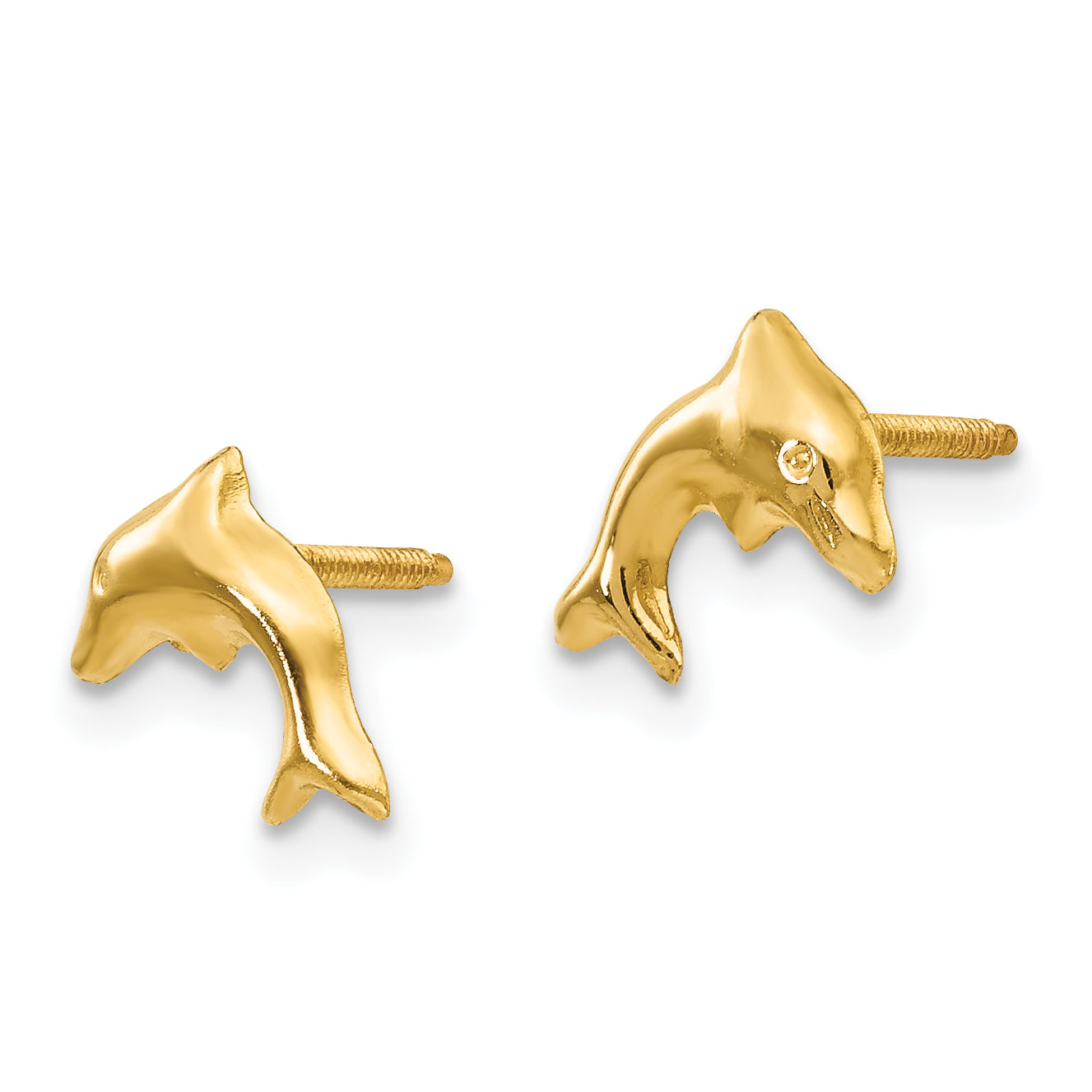 14K Gold Dolphin Earrings with Polished Solid Design for Women Secondary image