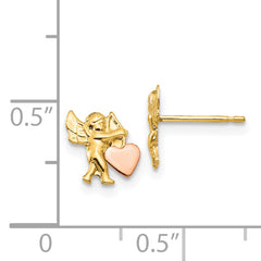14k Madi K Polished & Rhodium Cupid Heart Post Earrings
