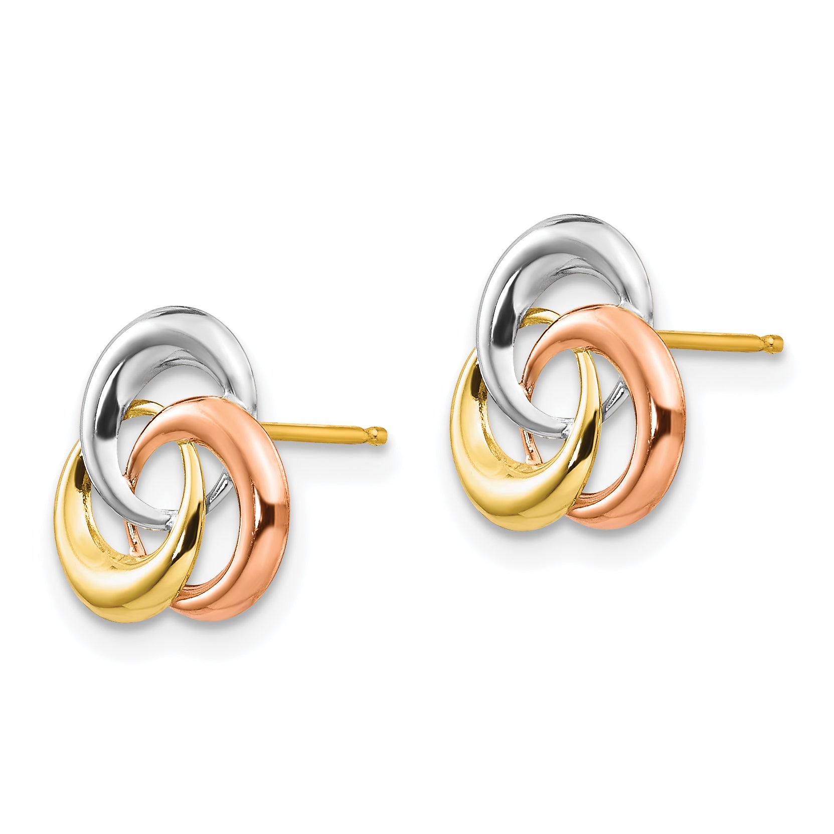 14k Tri-color Madi K 3 Circle Post Earrings Secondary image