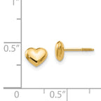 14K Gold Polished Heart Earrings with Secure Screw Back