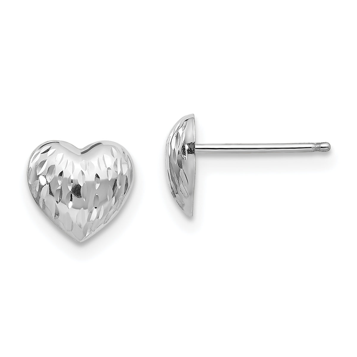 14k White Gold Madi K Diamond-Cut Heart Earrings