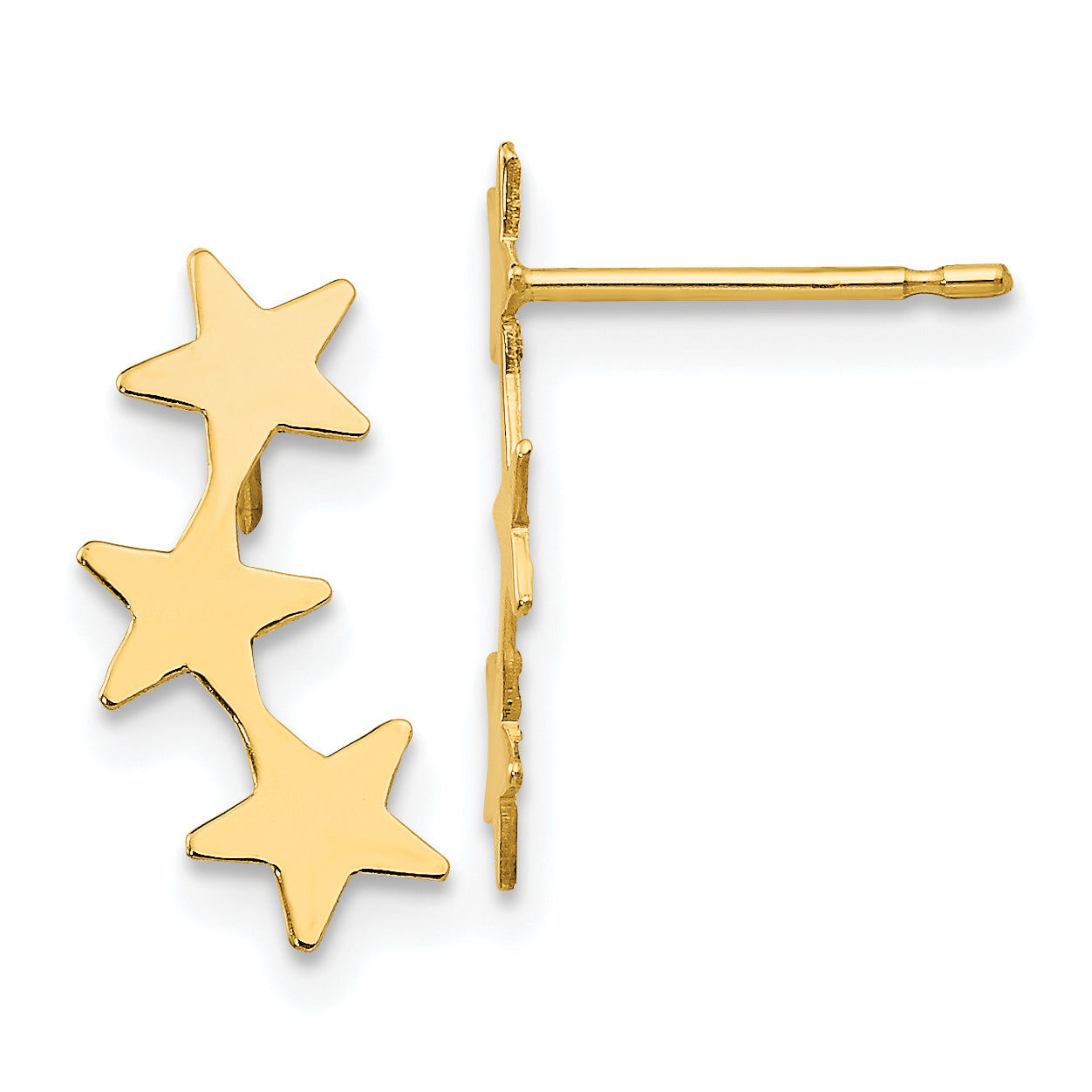 14k Madi K Polished 3-Star Post Earrings Main image