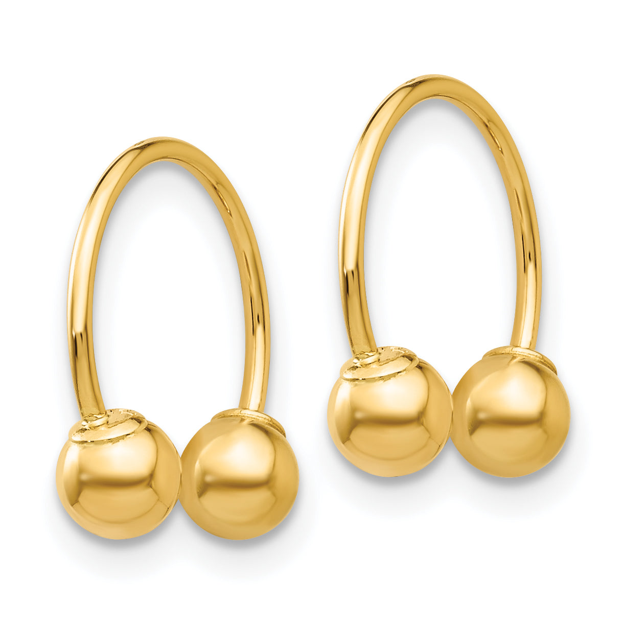 Half Hoop Earrings with Screw-On Beads in 14K Yellow Gold