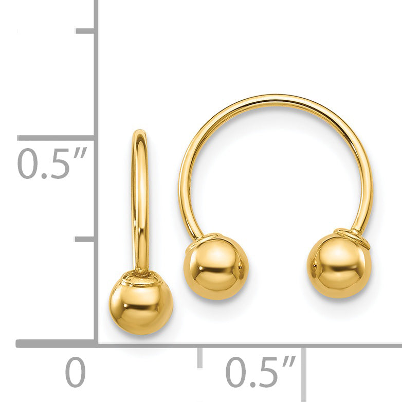 Half Hoop Earrings with Screw-On Beads in 14K Yellow Gold