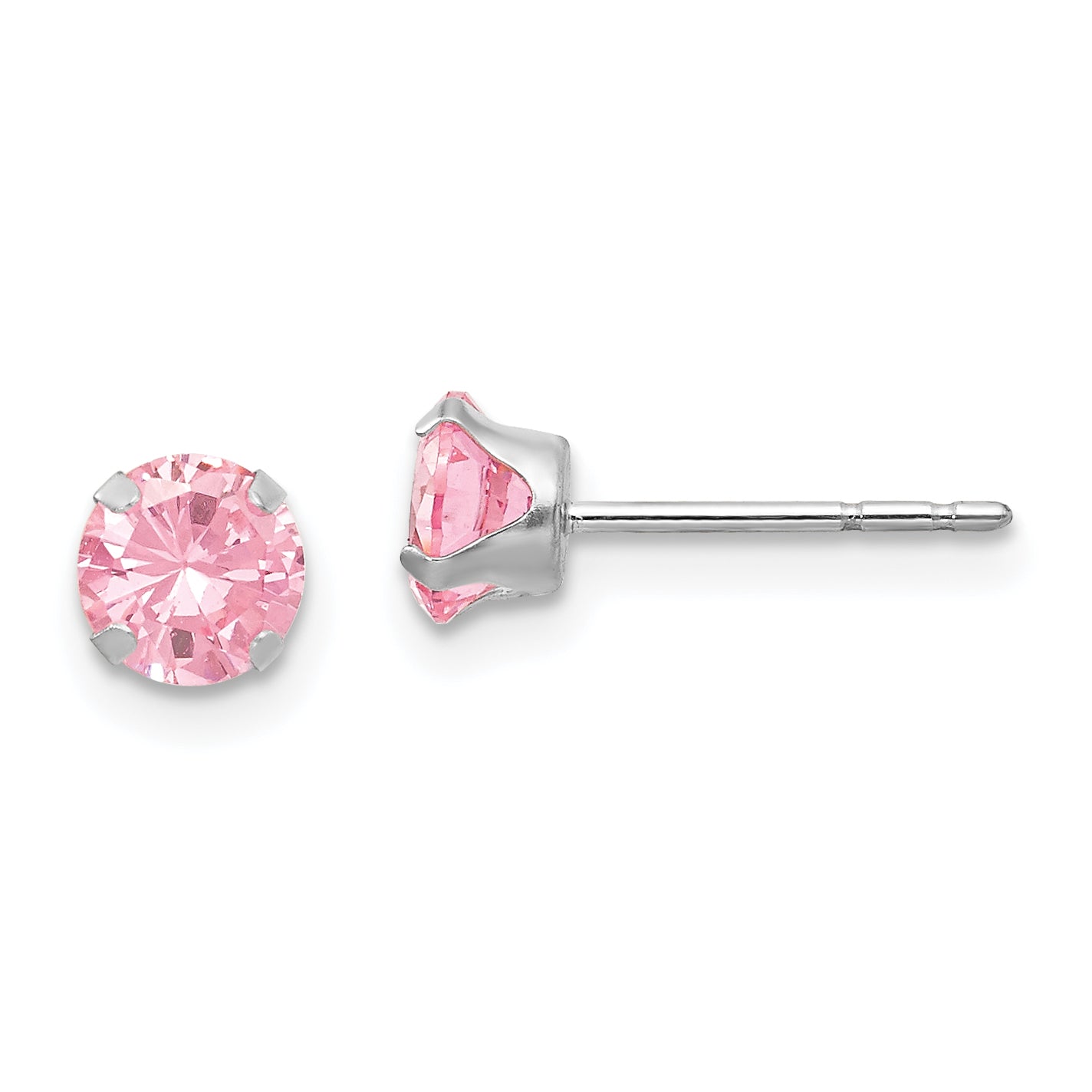 14k White Gold Madi K 5mm Pink CZ Post Earrings Main image