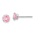14k White Gold Madi K 5mm Pink CZ Post Earrings