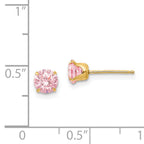 14K Gold Pink CZ Stud Earrings Elegant, Nickel-Free Birthstone Jewelry