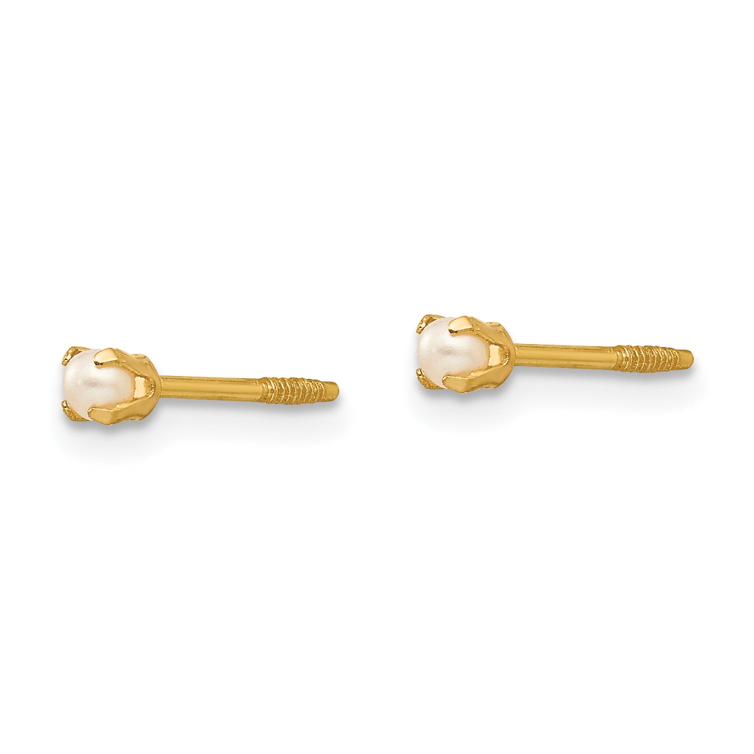 14K Gold Cultured Pearl Baby Earrings with Polished Finish Secondary image