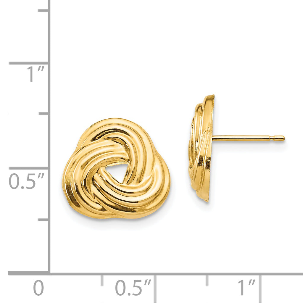 14K Gold Love Knot Earrings with Polished Finish, Nickel Free