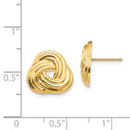 14K Gold Love Knot Earrings with Polished Finish, Nickel Free