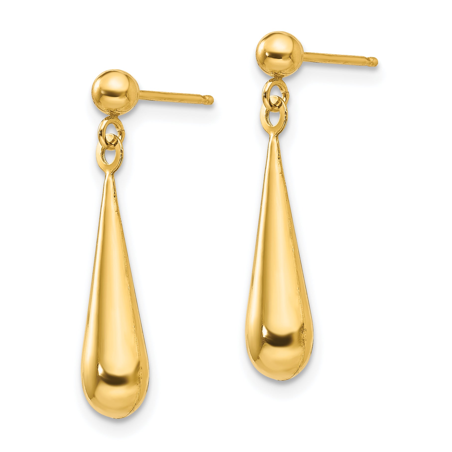 14K Gold Polished Teardrop Dangle Earrings for Women by Sophia Secondary image